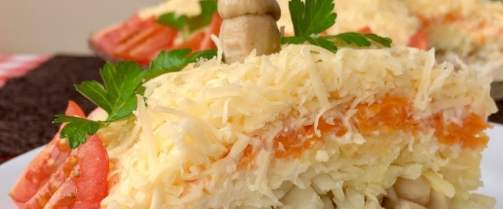 Салат “Русская красавица” салат Русская красавица с куриной грудкой