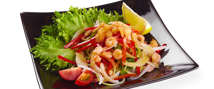 Салат с фунчозой и креветками Салат с фунчозой и морепродуктами