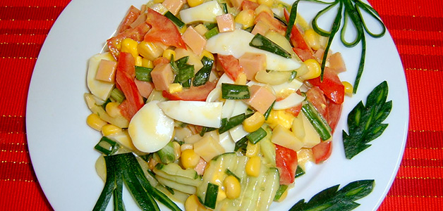 Вкусный салат с кукурузой Салат с пекинской и кукурузой