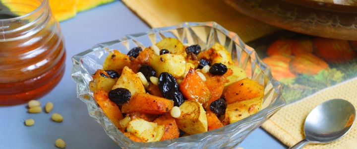 Тыква с яблоками и орехами Тыква запечённая с яблоками и орехами